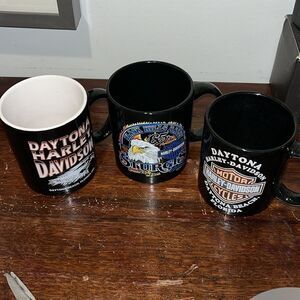 3-Black Harley-Davidson Motorcycle Daytona Beach Florida Sturgis Coffee Mug Cup